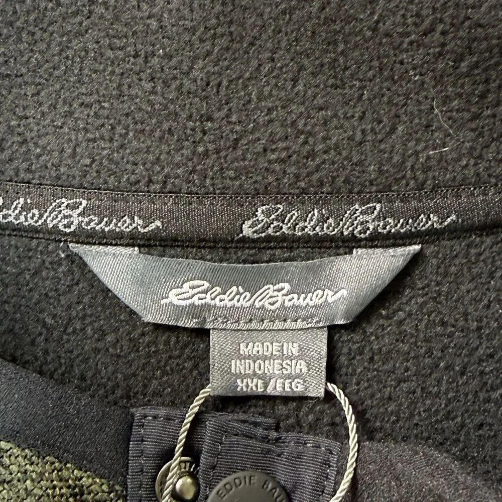 Eddie Bauer Sweater Fleece Men XXL Henley Pullover Mock Neck Hand Pocket